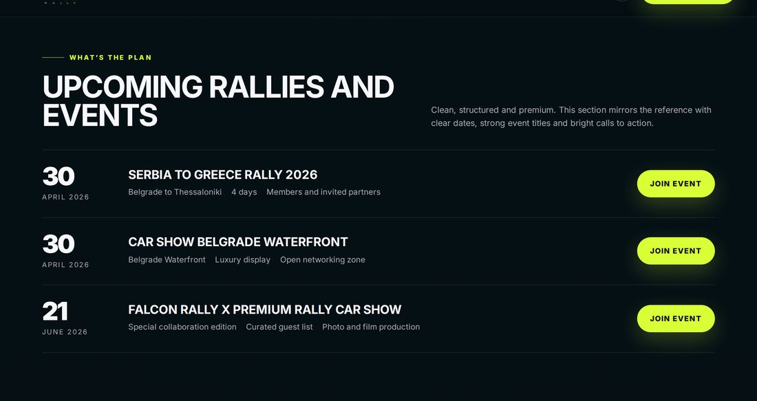 Upcoming rallies and events